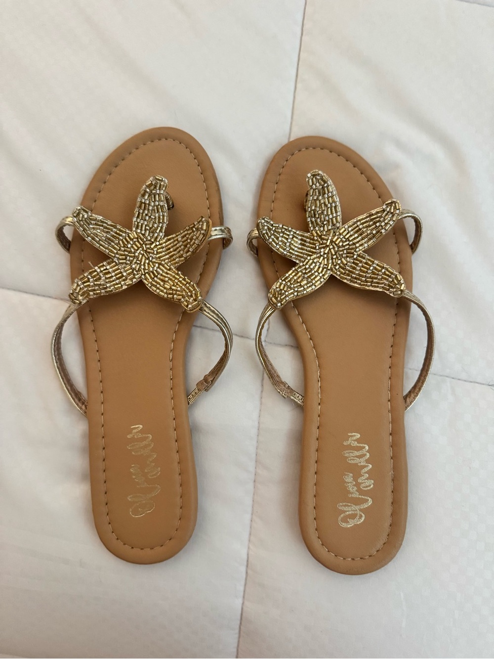 Women’s Gold Starfish Beaded Sandals